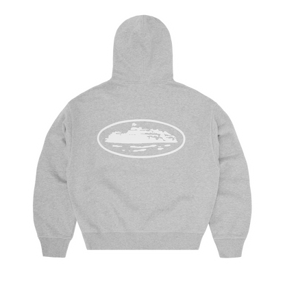 ISLAND PUFF PRINT ZIP HOODIE [HEATHER GREY]