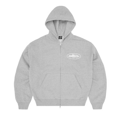 ISLAND PUFF PRINT ZIP HOODIE [HEATHER GREY]